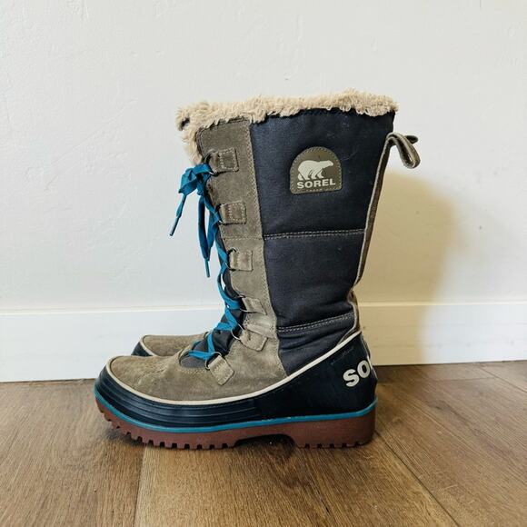 Sorel Tivoli High II Boot green black lace up high boot woman’s 10 - Picture 1 of 8